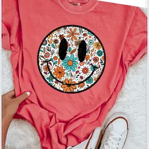 Flower smiley retro comfort colors t shirt Tops smilingfriendsmerch Vintage Floral T-Shirt