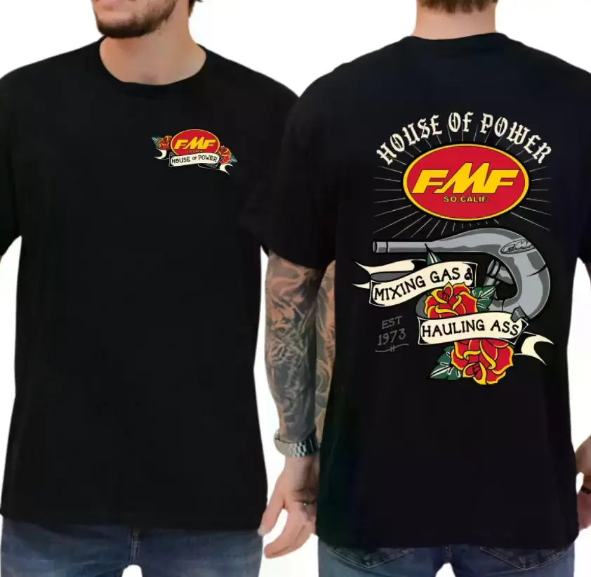 FMF House Of Power T-Shirt - Mixing Gas & Hauling Ass Graphic Tee, SoCal Motocross Racing Top, Dirt Bike Biker Apparel, Vintage Off-Road Style Men's & Women's Gift Shirt