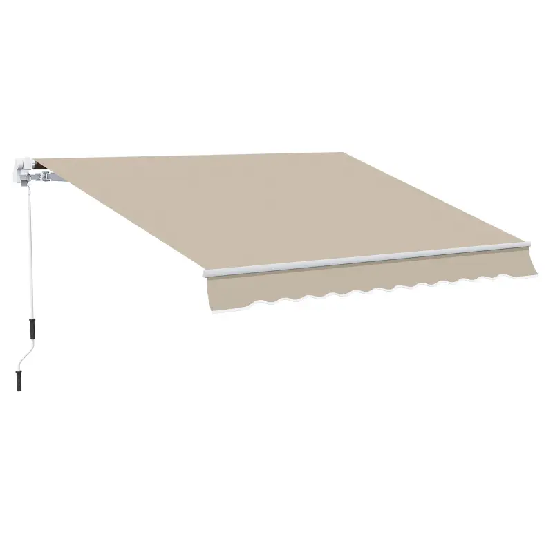 Outsunny 13' x 8' Retractable Awning Beige Sunshade Shelter with Manual Crank Handle UV & Water-Resistant Fabric Aluminum Frame for Deck Balcony Yard