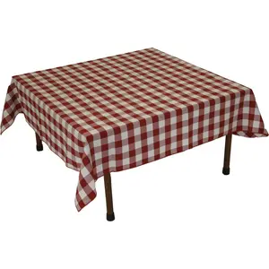 Table in a Bag TC4848RW Square Polyester Poplin Gingham Tablecloth, 48-Inch by 48-Inch, Red and White Checkered Pattern