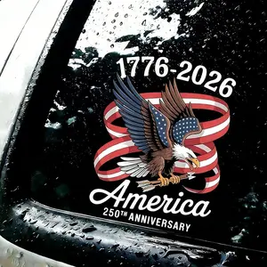 American 250th Anniversary Car Sticker Decal Flower, 12inch & 8inch Window Door Interior Decoration, Suitable for Car Glass Doors Indoor Use