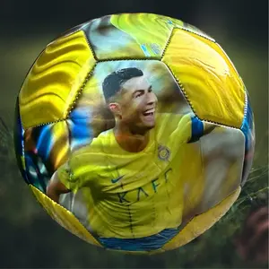 Cristiano Ronaldo Print Leather Ball Soccer Ball Standard Size 5 Football in Golden Color - PVC Material