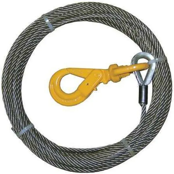 BA Products 3/8" Fiber Core Winch Cable with Self-Locking Swivel Hook