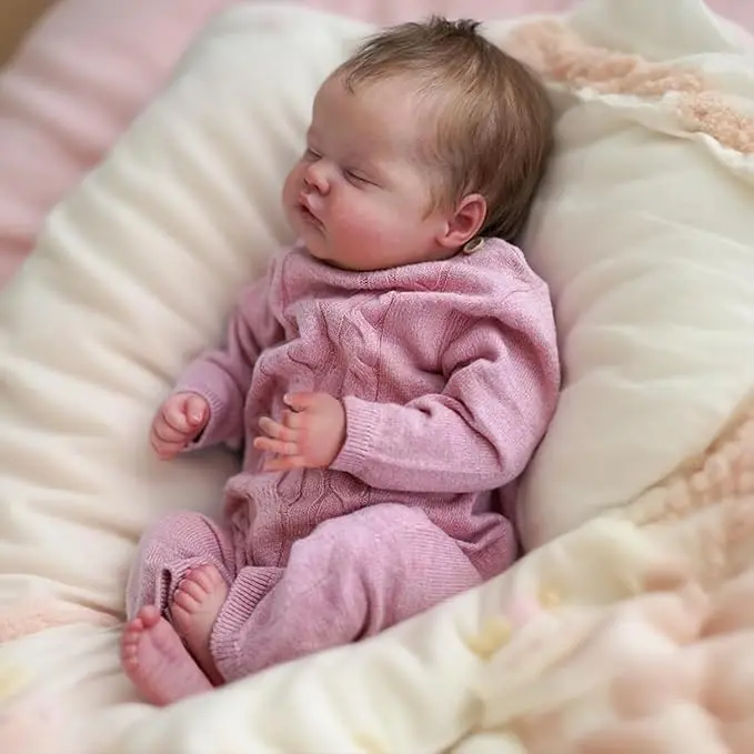 【WOOROY】 Reborn Baby Doll - Gift for Birthday Christmas Gift and New Year, 18 In Realistic Sleeping Newborn Girl Doll, Lifelike Doll with Weighted Soft Cloth Body, Handmade Gift Toy with Accessories Gift Toys for Kids 3+