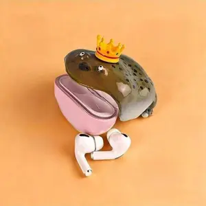 Fun and unique ugly-cute frog handcrafted Apple earbud case, high-end protection cover for AirPods Pro, 2nd, 3rd, and AirPods 4th generation.