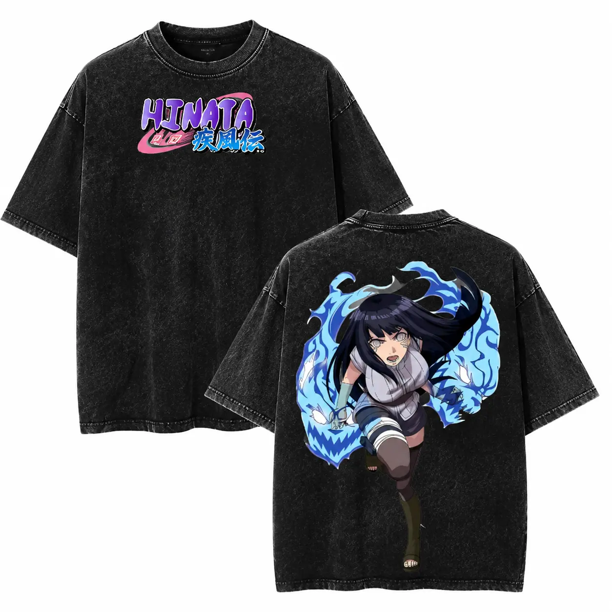 Hinata Hyūga Naruto Washed Tee Streetwear Tee Hoodie “Byakugan Princess A Heart That Sees Beyond”  For Anime Fans, For Drops That Radiate Gentle Strength Couple Streetwear T-shirt Hyuga Byakugan Anime Graphic T-shirt