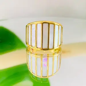 MARISSA - Striped White Shell Ring