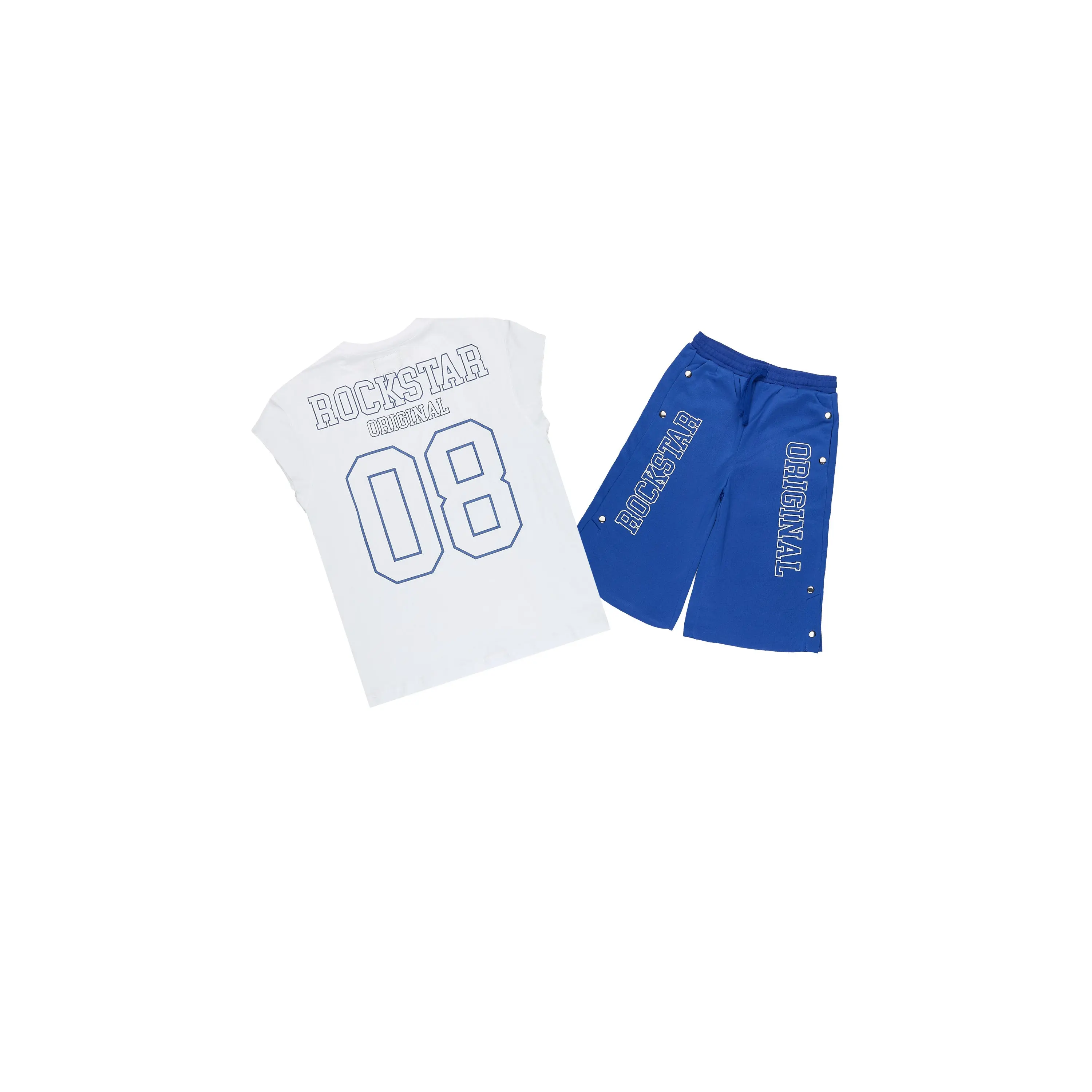 Boys Lusent White/Blue Muscle Tee/Jort Set