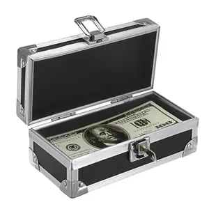 Lockable Aluminium Alloy Money Safe Box, Anti-Theft Security Solution (Anti Theft Safes) with 6.9x3.3x2.9in Single-Row Currency Tray, Office Accounting Supplies for Cash Storage & Organization