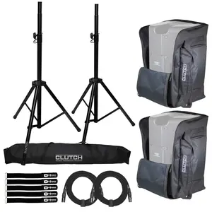 (2) Clutch CL-TOTE1200 Universal Medium Speaker Carry Tote/Bags with Tripod Speaker Stands Package
