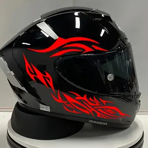 1SET "Red Flame Totem Themed" Car Sticker for Motorcycle Helmet Decoration, Create Passionate Trendy-Styled Riding Gear, A Must for Motorcycle Enthusiasts, Help Helmet Show Unique Hardcore Taste