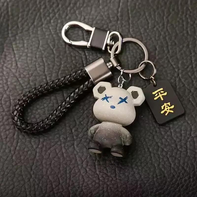 Kawaii Accessories Matching Keychains for Couples, 2pc PVC Starry Sky Bear and Astronaut Bag Charm, Cute Collectibles for Car Keys, Keychain For Car Keys, Bag Charm Styling