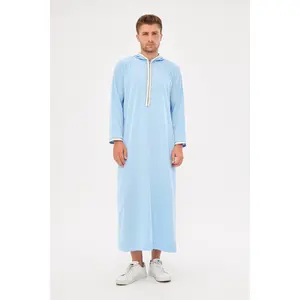 Moroccan Long Sleeve Thobe - Light Blue