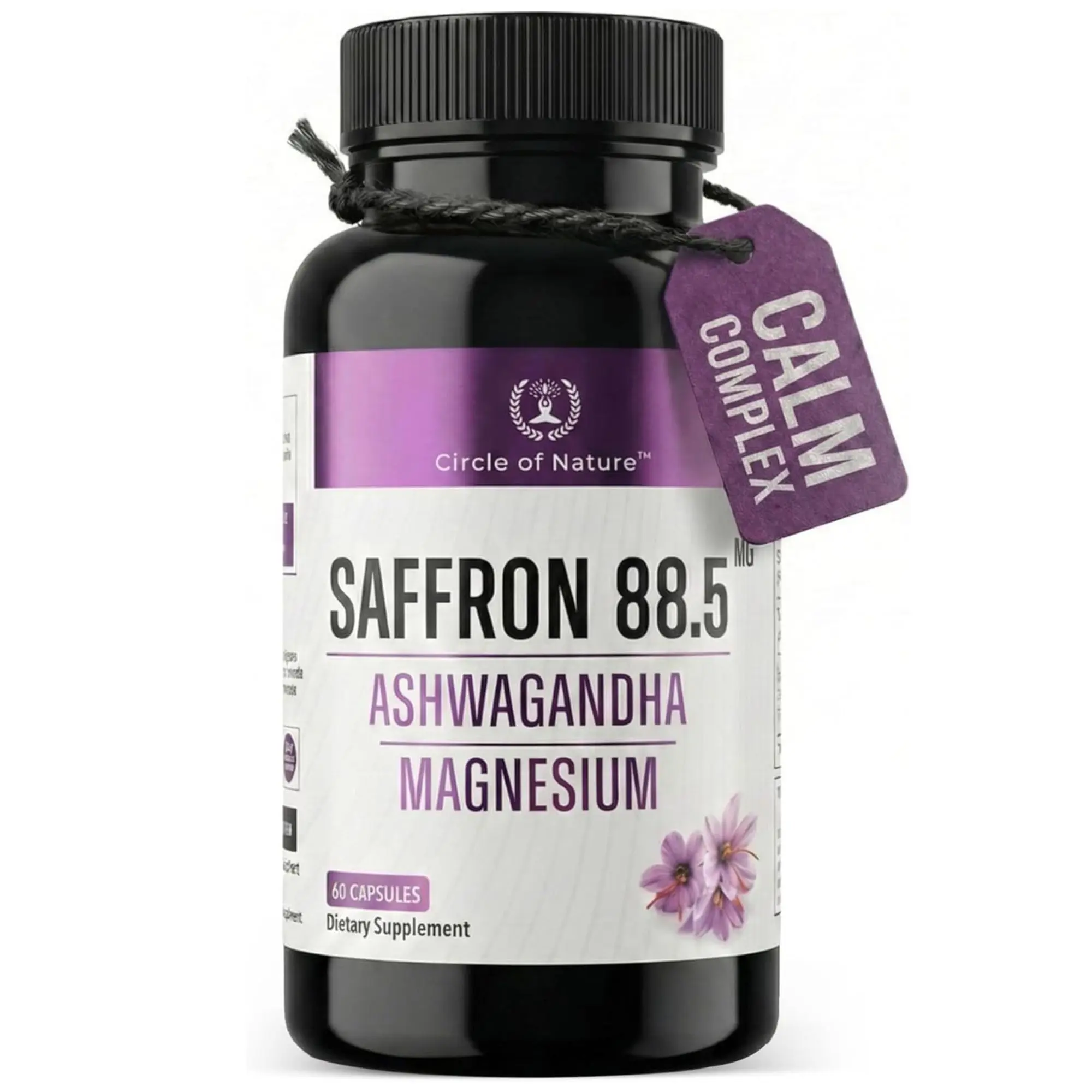 Saffron Pill with 88.5mg Extract with Ashwagandha and Magnesium Glycinate | Made in USA | Natural Dietary Supplement sohochic