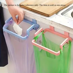 Plastic Garbage Bag Holder Bracket, Adjustable Kitchen Cabinet Door Hanging Trash Storage Rack, Multi-Purpose No Drilling Cloth Hanger for Sink, Home Organizer Support Stand