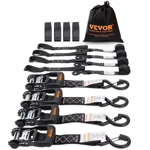 VEVOR Retractable Ratchet Straps, 2 inx 10 ft, Tie Down Straps with S Hooks, 3033 lbs Break Strength, 2 Soft Loops, Tie Down Ratcheting for Moving, Trailers, Motorcycles, Kayaks, Car Roof, 2 PackVEVOR Super Brand Day