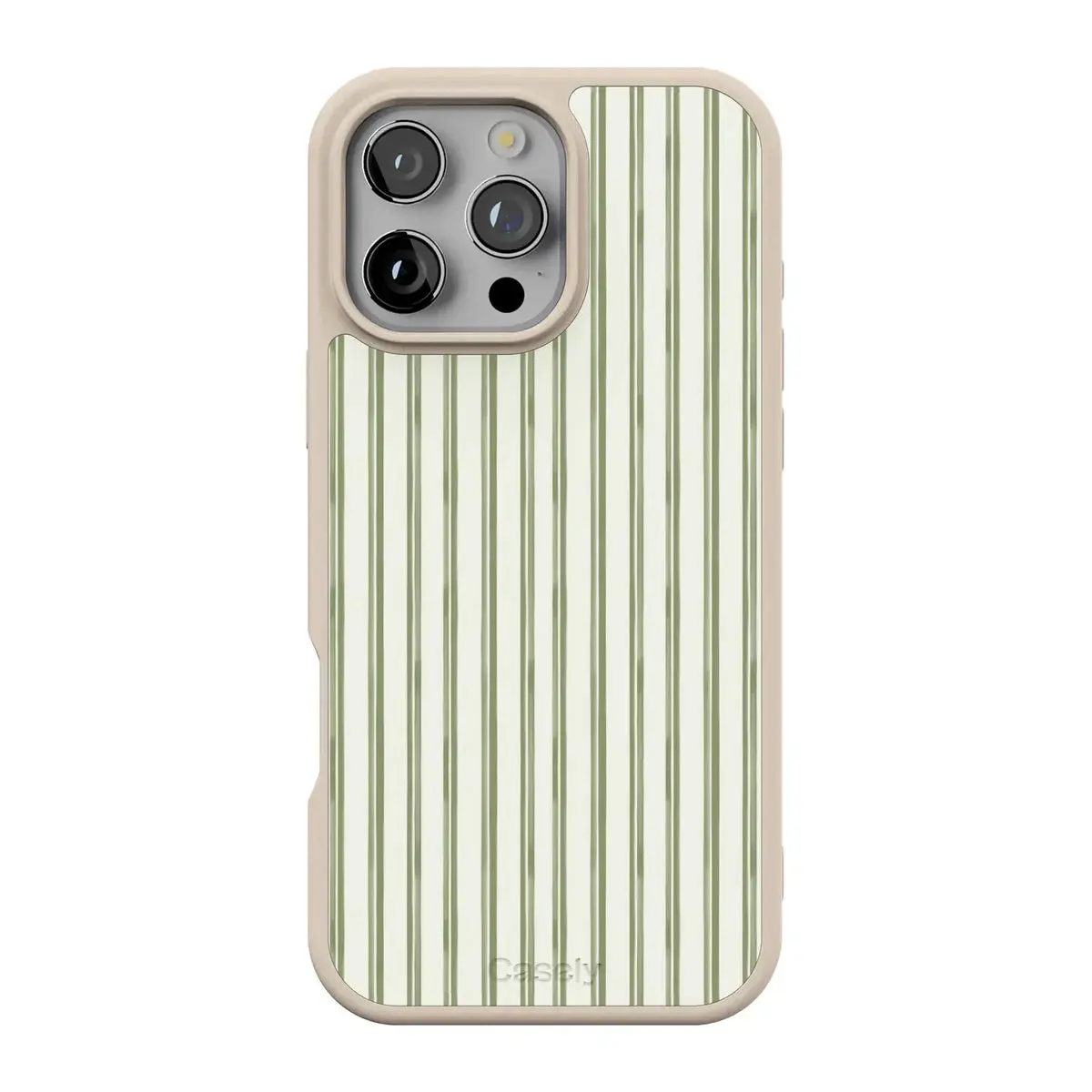 Casely iPhone 16 Pro Case | The Boyfriend Collection | Linen Stripe | Align Soft-Touch Flexible Bumper Case | Compatible with MagSafe