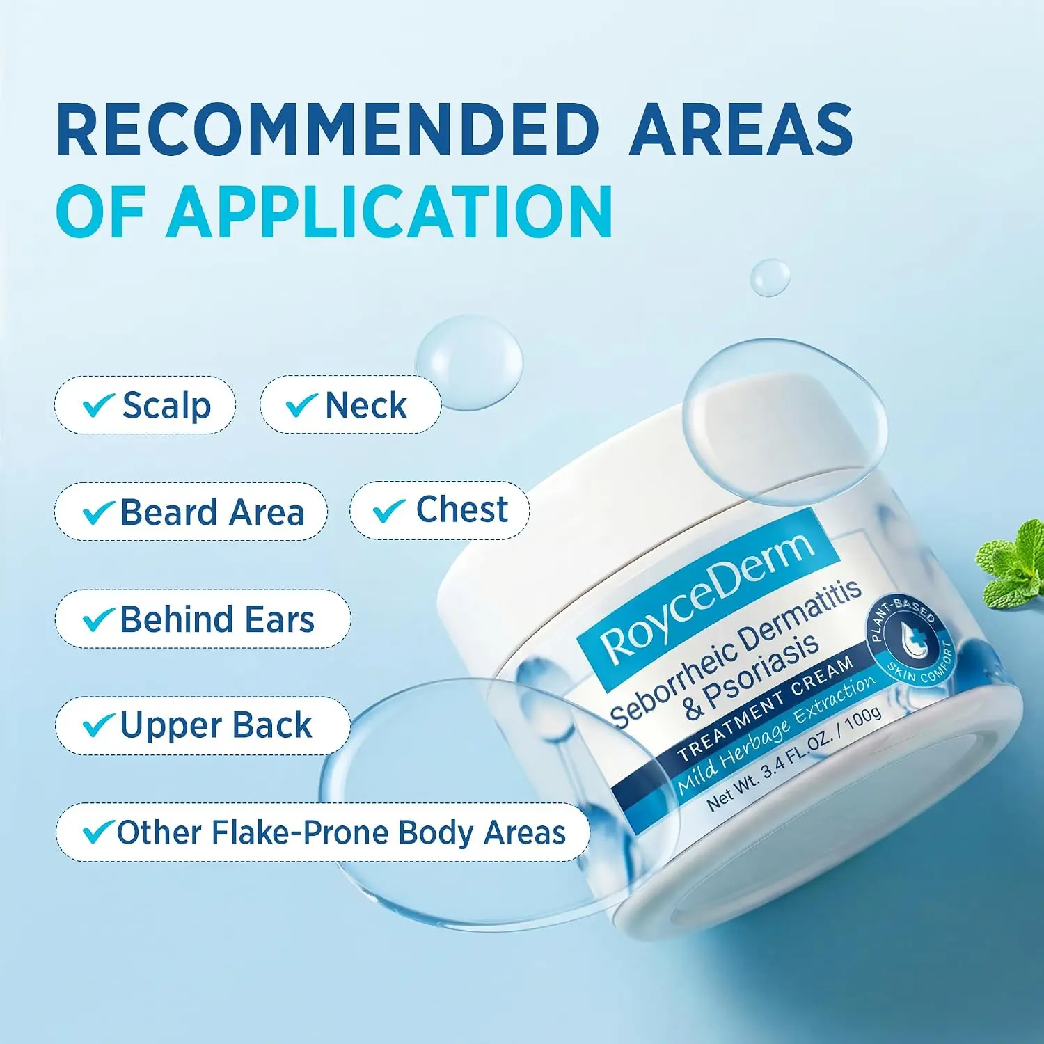 Roycederm Seborrheic Dermatitis Cream, Scalp Treatment for Psoriasis, Dry Scalp, Dandruff, Anti-Itch Cream for Soothing Relief