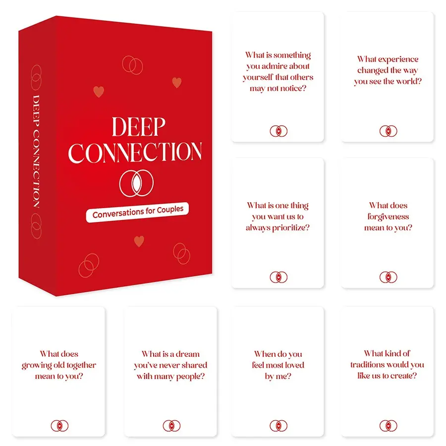 Deep Connection Couples Conversation Card Game - 55 Meaningful Questions to Deepen Bond, Intimate Date Night & Relationship Building Game for Partners, Tabletop Games