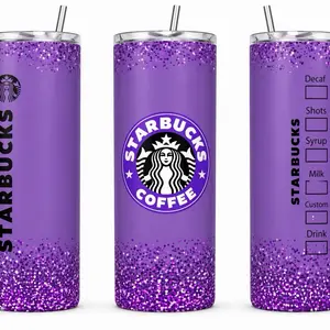Starbucks 20oz Skinny Tumbler with Glitter Design and Starbucks Logo