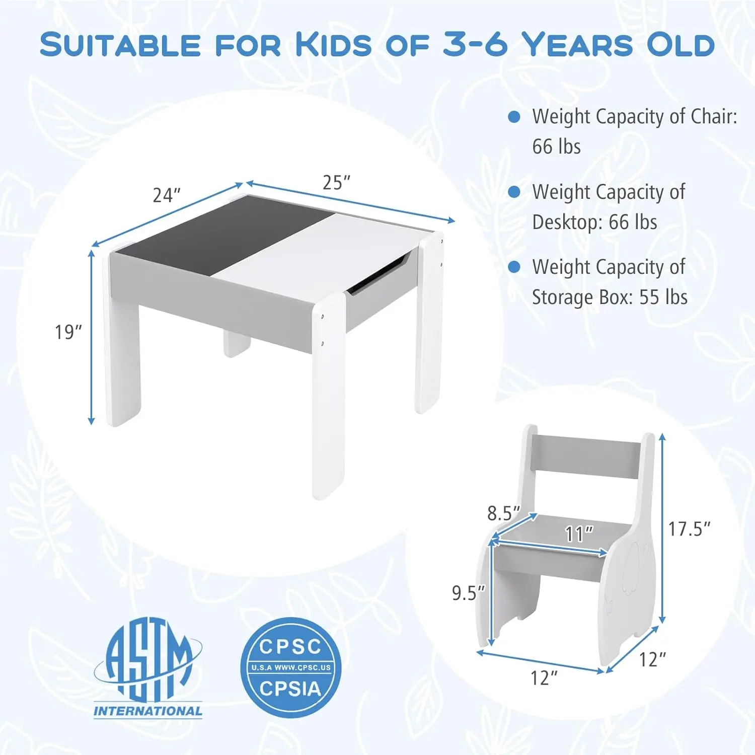 3 Pc Grey w/ 2 Reversible Panels