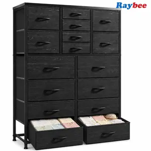 【Super Brand Day】 RaybeeFurniture 16 Drawer Tall Fabric Dresser for Bedroom, Storage Organizer Unit with Steel Frame & Non-Woven Drawers, Large Capacity Chest of Drawers for Closet,Dorm, Livingroom, Space Saving Vertical Storage Organizer, Easy Assembly