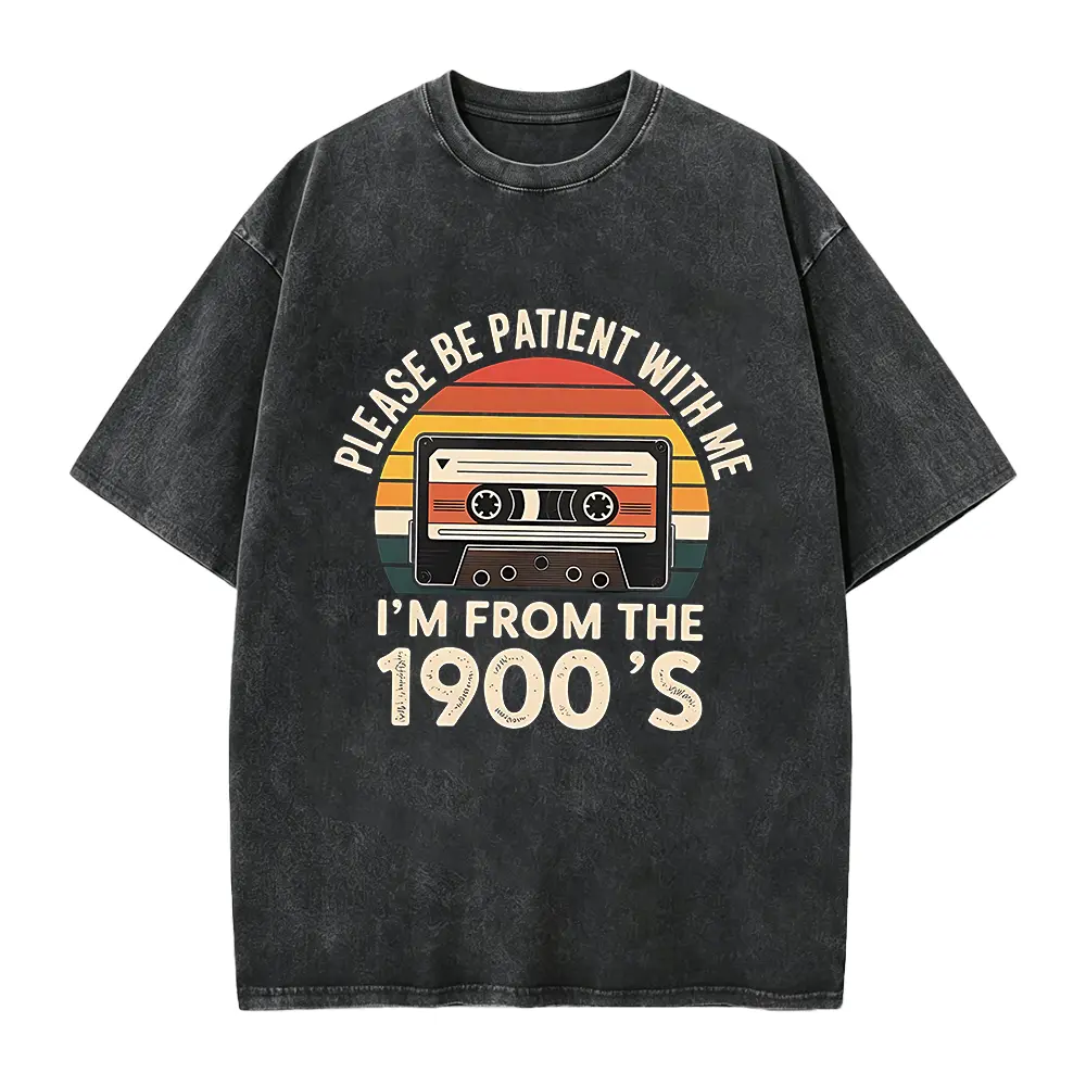 Men's Born in the 1900s Graphic T-shirt with Retro Cassette Tape, Funny Millennial Humor Top, Smooth Round Neck Menswear, Seamless, Casual, Cotton, Fabric, Foldable, Tshirt, Shortsleeve, Soft, Vintage T-Shirts, Old School Vibes, Custom Made, Lightweight,