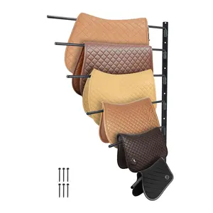 VEVOR Wall Mounted Saddle Rack,  30.9 x 29.9 x 5.5 in, Swing Out Saddle Holder, Six Tiers Horse Saddle Stand, Space Saving Horse Pad and Blanket Rack for Tack Room Organization Trailer Accessories