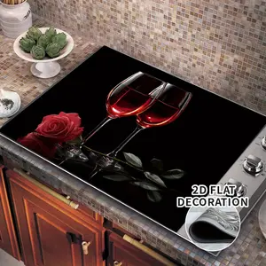 1 electrical and gas stove cover - non slip rubber lining, decorative skull and glass design, scratch resistant protection suitable for any kitchen, suitable for most stoves, stove protectors, kitchen decorative accessories, oven mats, Stove Plate
