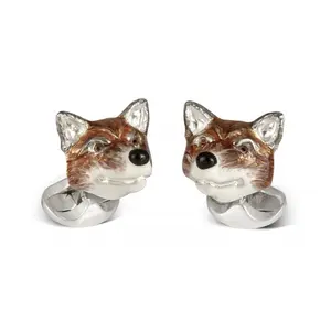 D&F Sterling Silver Fox Head Cufflinks