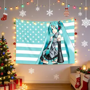 Anime Hatsune Miku Flag 3x5 ft Vibrant Festival Decor for Room Convention & Party Backdrop Anime Banner & Tapestry Wall Hanging Decorative