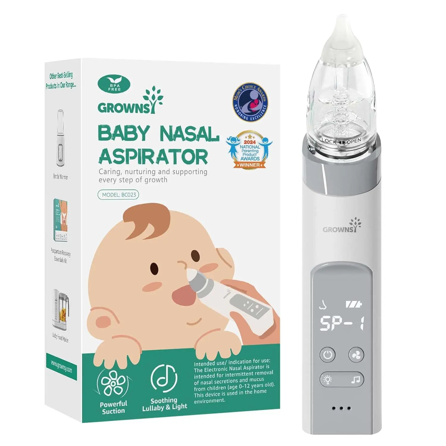 Baby Nasal Aspirator, Electronic Baby Nose Cleaner with Larger Suction Chamber, Powerful Suction, and Music & Light Soothing Function