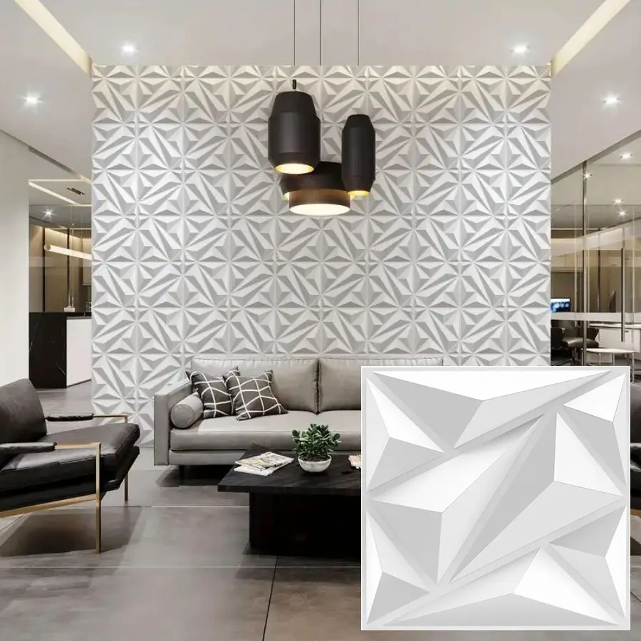 Aadesh 3D Wall Panel (Includes Roll of Mounting Tape), Decorative Panels, Interior Wall Decor, Geometric Texture Pattern for Living Room, Lobby, Bedroom, Hotel, Office, Game Room, TV Backdrop, 11.8 x 11.8 inches (Approx. 30 x 30 cm), White/Black/Pink/Gray