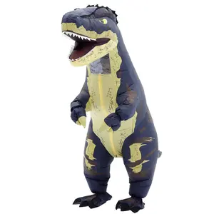 Inflatable Dark Blue T-Rex Costume for Adults - Funny Blow Up Dinosaur Outfit for Halloween, Jurassic Themed Parties, Birthday Events & Holiday Gatherings