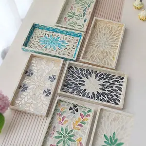 Rectangular Shell Tray, Handcrafted Small Snack Nut Organizer, Kitchen Storage, Home Fashion Aesthetic Decorative Item, 1 Piece