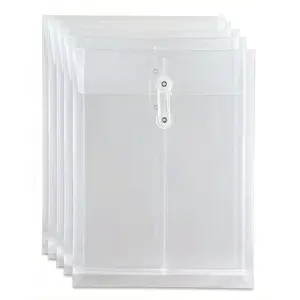 10 Pack Clear Plastic Envelopes Reusable & Waterproof File Folders with String and Snap Button Expansion File for Documents School Home Work Office Letter Size