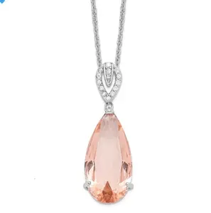Morganite Sterling Silver Rhodium plated necklace