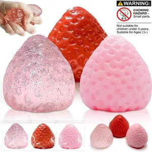 3/6 Counts Strawberry Squeeze Taba Kawaii Squishies Toy, Cute Stress Relief Toy, Squishy Fidget, Stress Relief Fidget, Soft Fruit Birthday Party Decoration Gift