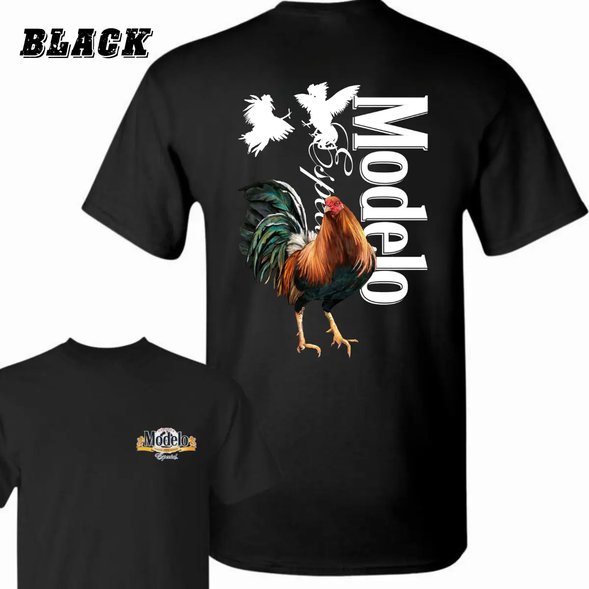 Unisex Rooster Graphic T-shirt with Bold Fighting Cocks Design, Breathable Relaxed Fit Short Sleeve Crewneck for Casual Daily Wear, Shortsleeve, Tshirt