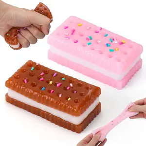 2 Pack of Silicone Stress Relief Squishy,2 PCS Cookie Sticky Taba Squishy Fidget Toys Adults,Ultra-Soft Squeeze Toys,Fun Silicone Enjoy Decompression Toy,Soft and Relaxing Squeezing Toy