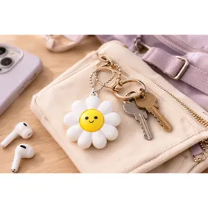 Daisy Fidget Clicker Keychain – Cute Flower Stress Relief Toy, Pocket Size Anxiety Fidget