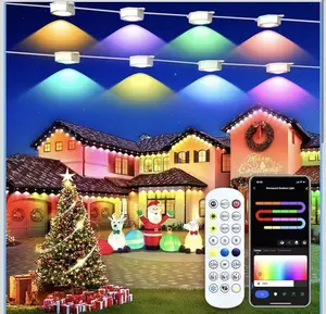 Smart Permanent Outdoor Lights for House, 100ft with 60 RGB Permanent Christmas Lights, P67 Waterproof with DIY Scene for Halloween Christmas Decor, R