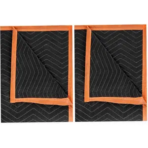 2Pack 80*72in Black Heavy Duty Quilted Large Moving Blankets Padded Furniture Pads for Moving Shipping Wrapping Furniture Protection