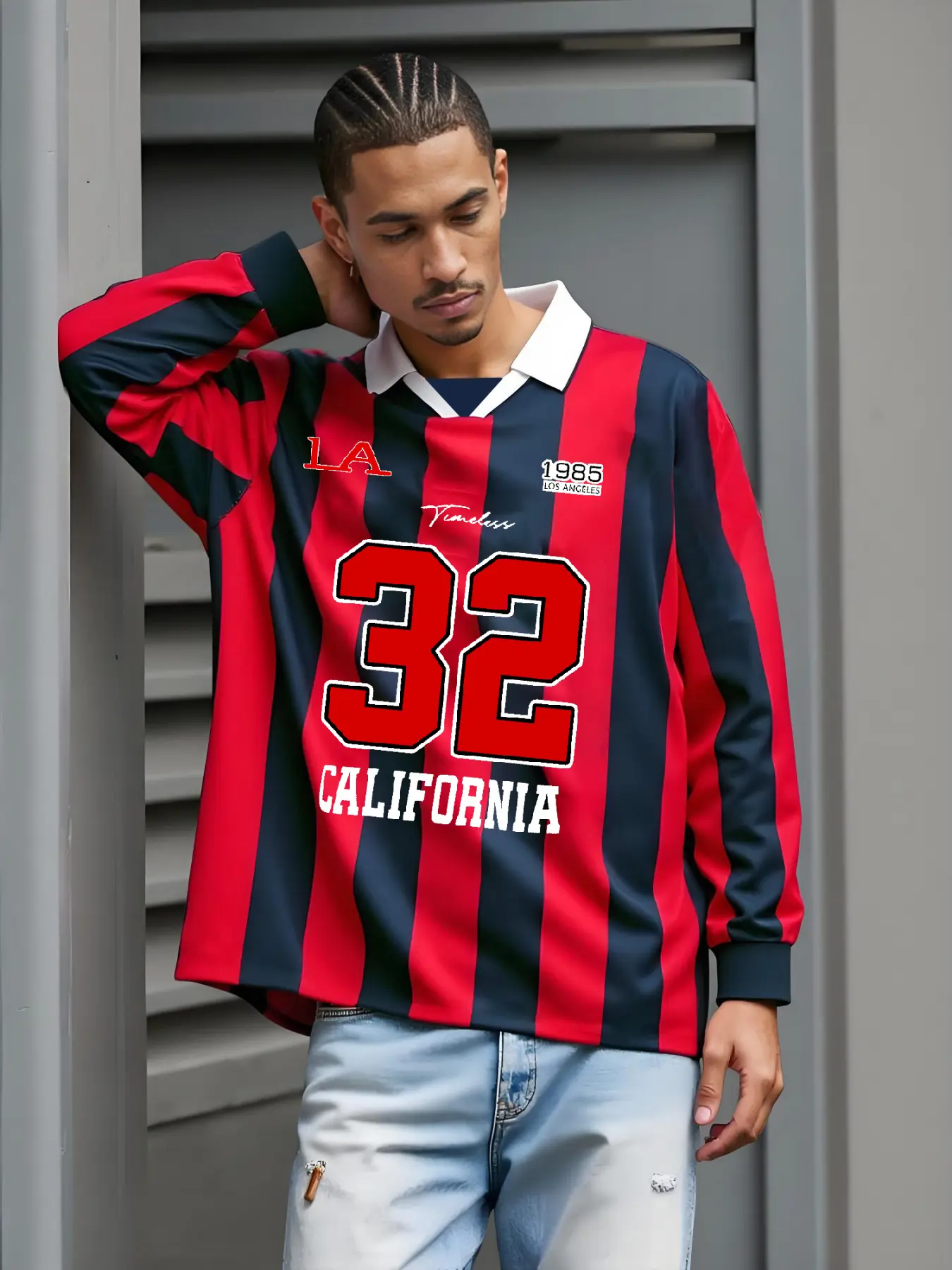 Striped retro Polo shirt, Y2K blouse, men's and women's original street hip-hop letter-printed striped sports shirt, casual long-sleeved top, Casual Sporty Shirt, Sports Tops, Casual Sportswear, Casual Athletic Wear