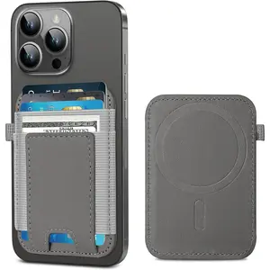 Z-PCS47  Magnetic Wallet, Magsafe Wallet for Apple iPhone 16/15/14/13/12 Series, Leather Wallet for Magsafe, Magnetic Phone Wallet for iPhone 16/15/14/13/12 Series, Hold 7 Cards, Gray Smartphone Cellphone