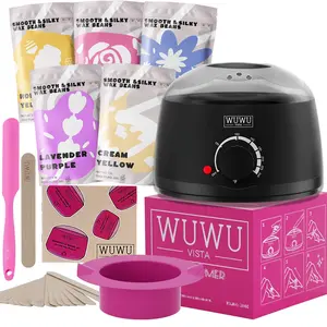 19-Piece Professional Waxing Kit, Hair Removal, Usa Plug Wax Heater, 5 Packs of Hard Wax Beads, Reusable Silicone Applicators, Wax Warmer Kit, Smooth Skin Care Solution