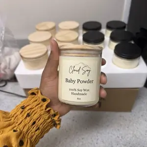 Cloud Soy Baby Powder 100% Soy Wax Handmade 8oz Candle for Relaxation and Aromatherapy