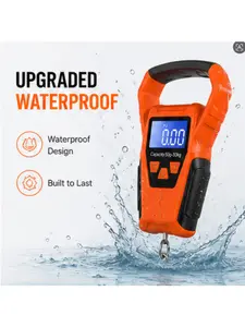 Battery Powered Fishing Digital Fish Scale, 110lb Capacity with LCD Display and Measuring Tape for Anglers