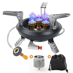 GEEKHOM 16000W Portable Camping Stove – Windproof, Foldable Gas Burner with Piezo Ignition for Propane/Butane Canisters | Compact Backpacking Stove for Hiking, Picnics, & Emergency Use
