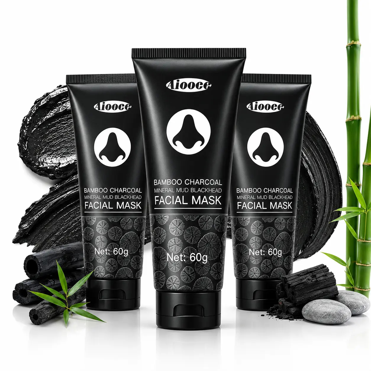 Bamboo Charcoal Peel-Off Face Mask with Hydrating Glycerin for Deep Cleansing & Blackhead Removal, Gentle Oil Balancing Treatment for All Skin Types, 2.11oz Squeeze Tube for Easy Storage, Daily, Facial, Cream, Unisex, Oil Control, Unscented, Smooth, Deep,